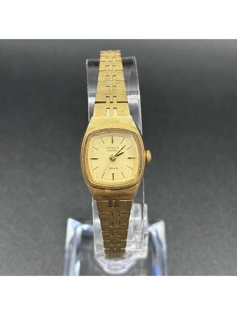 Vintage Citizen Seven Champagne Gold-Tone 18mm Ladies Watch 2030-944887 Running